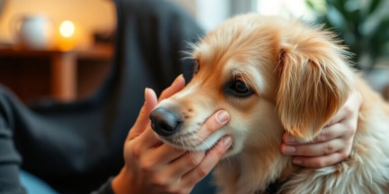 Person with emotional support animal in cozy setting.